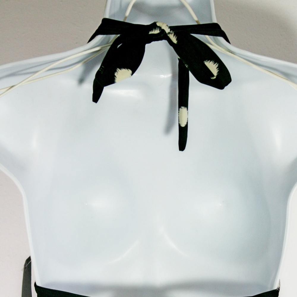 Black & White Retro Style Polka Dot Bikini Top M - Picture 4 of 5